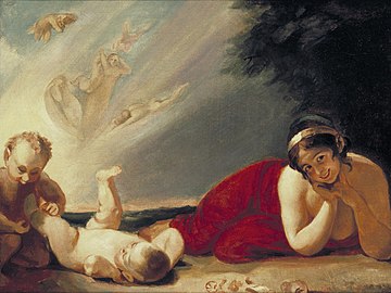 ליידי המילטון בתור טיטאניה עם פאק וצ'יינג'ינג, 1793