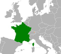 Map indicating locations of France and Liechtenstein