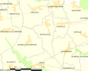 Poziția localității Surtauville
