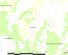 Mapa obce Gouzens