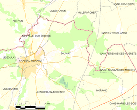 Mapa obce Saunay