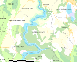 Mapa obce Barésia-sur-l’Ain