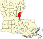 State map highlighting Concordia Parish