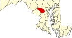 Mapa de Maryland con la ubicación del condado de Howard
