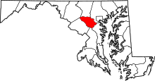Разположение на окръга в Мериленд