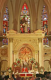 A priest offering the Mass at St Mary's Basilica, Bangalore Mass, St Mary's Basilica Bangalore.jpg