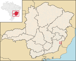 Localização de Caparaó em Minas Gerais