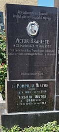 Mormântul lui Victor Braniște din cimitirul bisericii ortodoxe române „Adormirea Maicii Domnului” (Brașovul Vechi) din Brașov