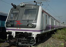Mumbai Suburban Railway carries more than 7.24 million commuters on a daily basis Mumbai Train.JPG