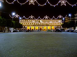 Palazzo Cesarini-Sforza, the Townhall of Civitanova Marche, decorated for the Christmas feasts