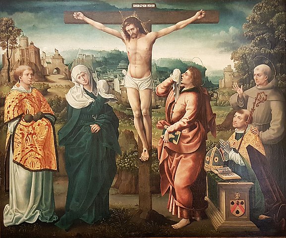 Le Calvaire avec François Poncher en prière. Musée de la Renaissance, Écouen