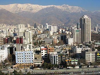 Northern Tehran City with Alborz Mountains in ...