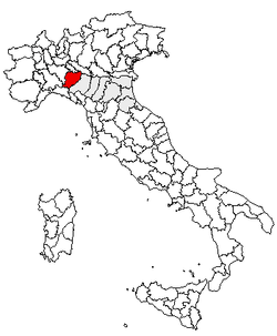 Provincie Piacenza na mapě Itálie