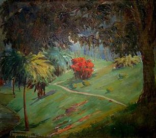 Landscape with Large Tree and Red Bush (1914)