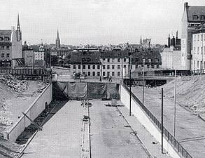 Södergatan mot norr, slutet vid Hornsgatan, ca 1940.