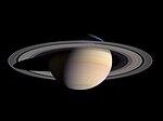 Saturn med sine karakteristiske ringer.