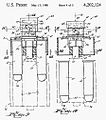 Imagem da patente 4.202.124, cobrindo um projeto de carregador de velocidade de revólver que liberta automaticamente os cartuchos quando são colocados no cilindro do revólver.