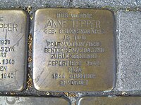 der Stolperstein für Änne Tepper