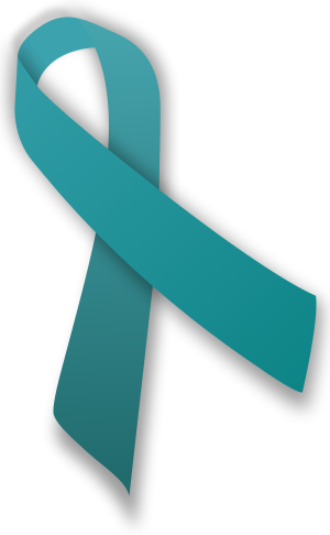 A teal ribbon, which is an awareness ribbon fo...