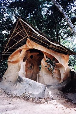 A shrine in the Osun-Osogbo Sacred Grove, in Osogbo, Osun, Nigeria