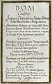 Epitaphinschrift Christoph Adam Vöhlin von Frickenhausen, aus dem Thesaurus Palatinus