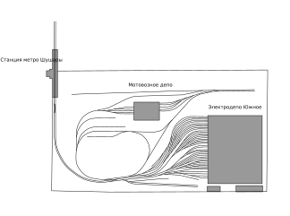 Схема электродепо Южное Петербургского метрополитена