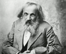 In his periodic table, Dmitri Mendeleev predicted the existence of 7 new elements, and placed all 60 elements known at the time in their correct places. Dmitrii Ivanovich Mendeleev 4.gif