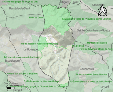 Carte des ZNIEFF de type 1 sur la commune.