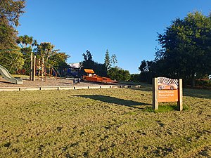 A McLaren M7C-themed playground at the Bruce McLaren Memorial Park