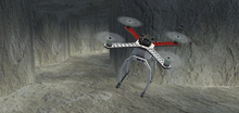 A drone in an underground mine simulated with technology.