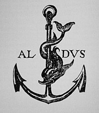 Marque d'Alde Manuce, illustrant l'adage Festina lente (un dauphin et une ancre).