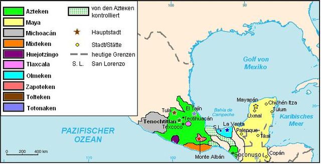 Verschiedene indigene Reiche in Mittelamerika