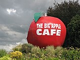 7.5-metre-tall statue of an apple in Waitomo, New Zealand