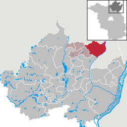 Brüssows läge i Landkreis Uckermark, Brandenburg