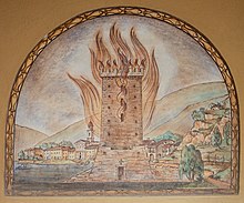 Stemma di Brusino Arsizio dipinto su una porta della chiesa parrocchiale
