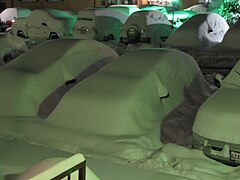 Cars completely buried by snow in Silver Spring, Maryland