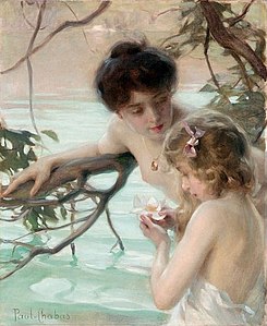 Mère et fille au bain.