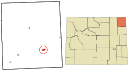 Location in Crook County and the state of Wyoming.