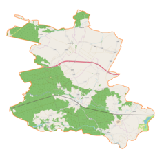 Mapa konturowa gminy Czarna, blisko centrum na prawo u góry znajduje się punkt z opisem „Cmentarz wojenny nr 241Róża”