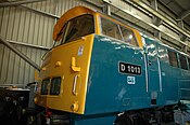 D1013 'Western Ranger' sits inside the shed at Kidderminster Depot on the Severn Valley Railway during the 2023 Spring Diesel Festival. This photo was taken during a guided tour of the depot. This photo showcases the state of the loco, which is currently being overhauled. The time on this photo is incorrect, as I forgot to change the clock on my camera for BST, however, for archival purposes I have kept the erroneous time. It was taken 1 hour later then shown.