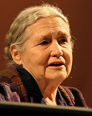 English: Doris Lessing, British writer, at lit...