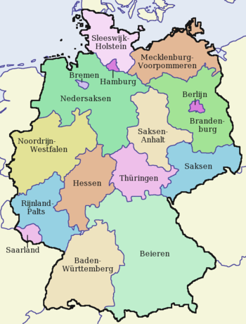 Kaart van de Duitse deelstaten