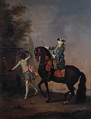 Georg Christoph Grooth, L'impératrice Élisabeth de Russie à cheval, assistée par un page (en) (1743).