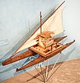 Image 58Model of a Fijian drua, an example of an Austronesian vessel with a double-canoe (catamaran) hull and a crab claw sail (from Pacific Ocean)