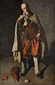 『犬を連れたハーディ・ガーディ弾き』、186 × 120 cm、1622-1625年頃、ベルグ・モン・デ・ピティエ美術館（英語版）