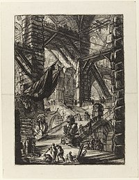 Джованни Баттиста Пиранези - Le Carceri d'Invenzione - Второе издание - 1761-08 - Лестница с трофеями.jpg