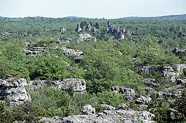 Vue des causses du Larzac sur la commune du Caylar.