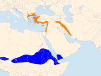 area de distribución: verán - laranxa, inverno - azul