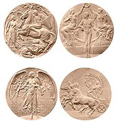 Gravures présentes sur les médailles en or, en argent et en bronze pour les Jeux.
