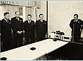 מפקד חיל הים שלמה אראל מעביר את הפיקוד על מספן הציוד מיעקב שפי ליהושע להב 31 במרץ 1968.